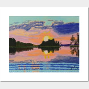 Summer sunset in Trakai, Lithuania Posters and Art